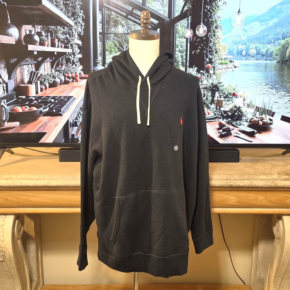POLO RALPH LAUREN Mens 2XB Black Hoodie Sweatshirt Kangaroo Pocket NWT! - $148